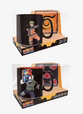 Naruto Shippuden Gift Set Assortment Includes Akatsuki Cloud Print And The Konoha Symbol Coasters
