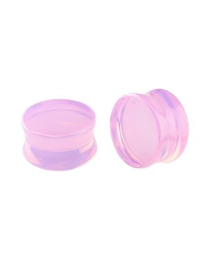 Glass Bubblegum Pink Opalite Plug 2 Pack