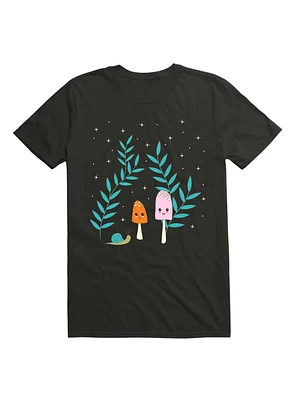 Kawaii Mushrooms The Forest With Snail T-Shirt
