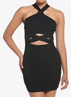 Black Cutout Halter Dress