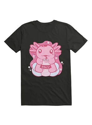 Kawaii Cute Axolotl Drinking Boba T-Shirt