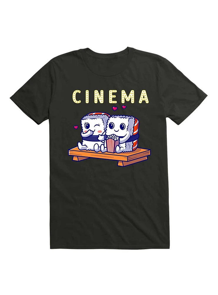 Kawaii Funny Cute Sushi Couple Watching Home Cinema T-Shirt