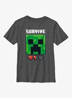 Minecraft Survive Or Game Over Youth T-Shirt