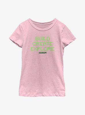 Minecraft Build Create Explore Youth Girls T-Shirt