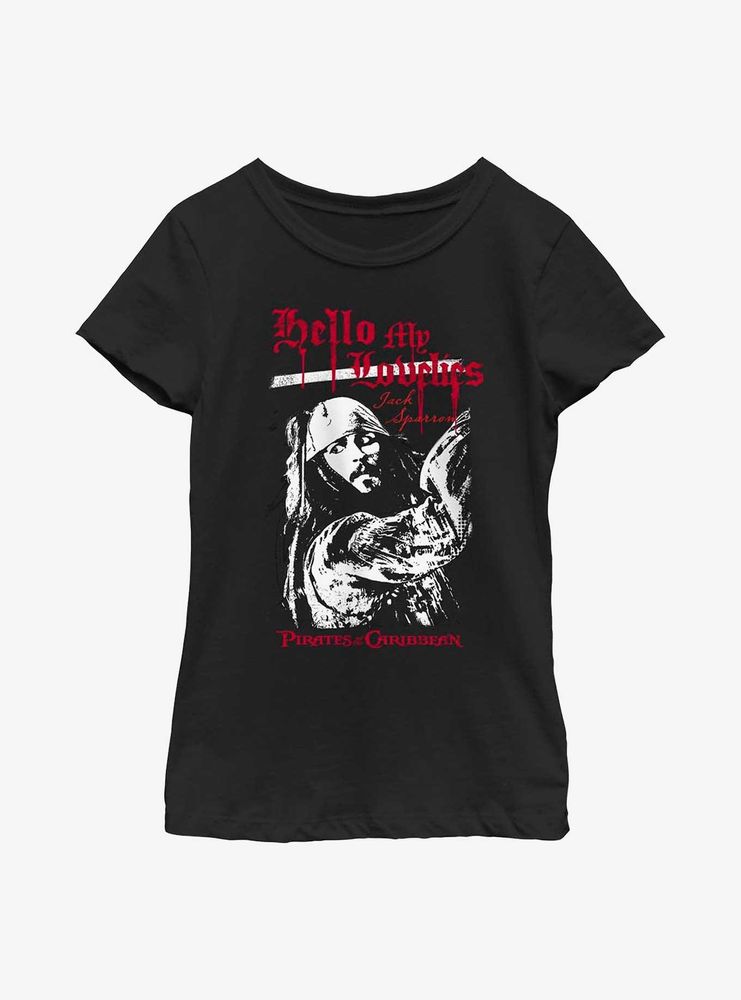 Disney Pirates Of The Caribbean Hello My Lovelys Jack Sparrow Youth Girls T-Shirt