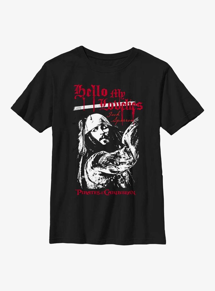 Disney Pirates Of The Caribbean Hello My Lovelys Jack Sparrow Youth T-Shirt