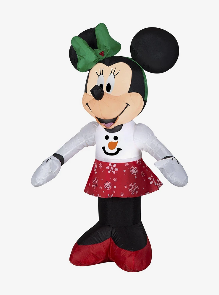 Disney Minnie Mouse In Snowman Sweater And Snowflake Skirt Airblown
