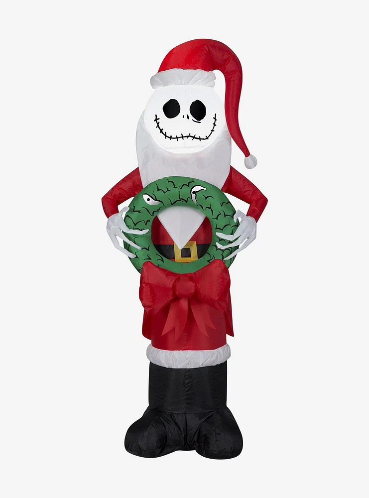 The Nightmare Before Christmas Jack Skellington In Santa Suit With Wreath Airblown