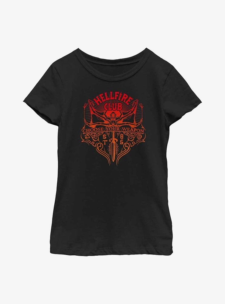 Stranger Things Hellfire Club Weapon Youth Girls T-Shirt
