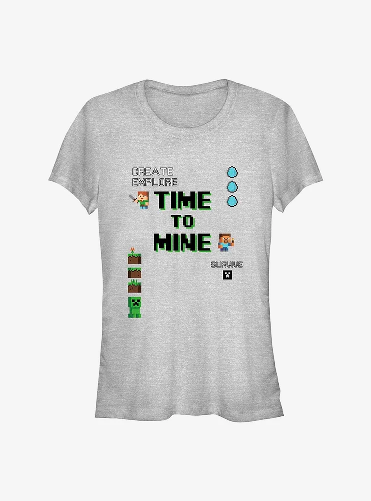 Minecraft Time To Mine Girls T-Shirt