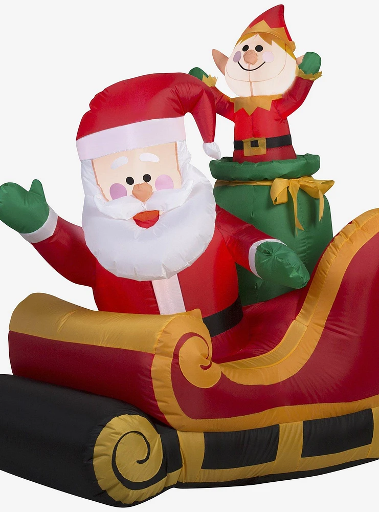 Airblown Inflatable Santa And Elf In Sleigh