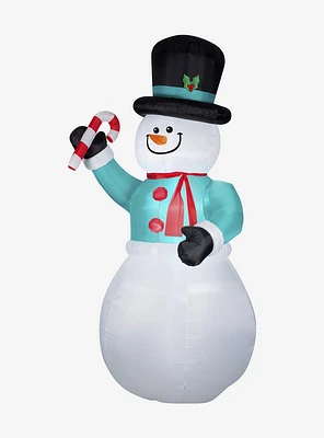 Airblown Snowman With Candy Cane Giant