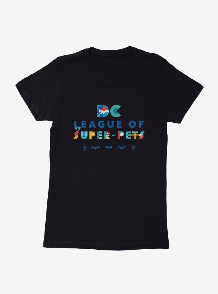 DC League of Super-Pets Character Font Womens T-Shirt