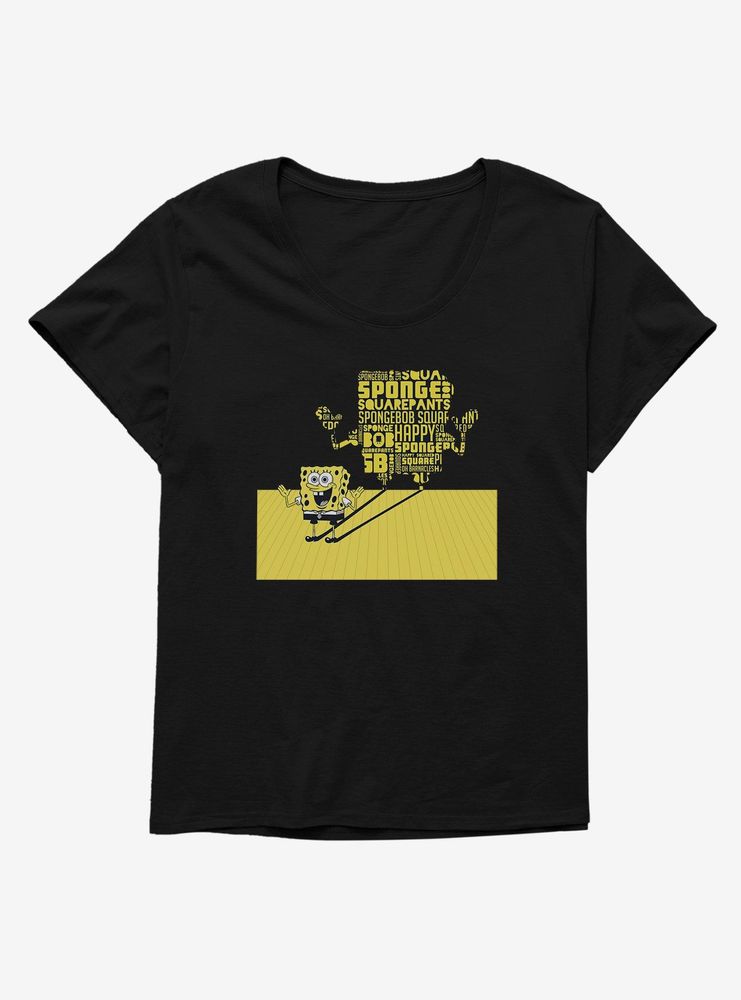 SpongeBob SquarePants Shadow Typography Womens T-Shirt Plus