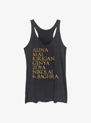 Shadow and Bone Character Name Stack Tank Top
