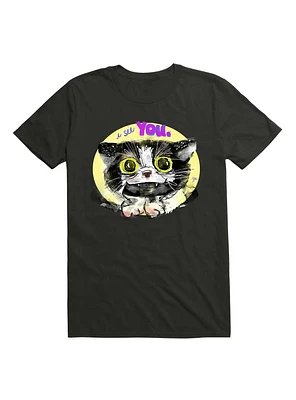 KawaiI Creepy Cute Kitty Cat See You. T-Shirt