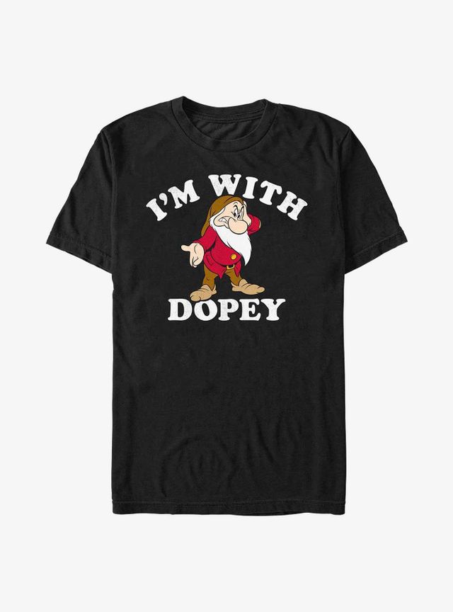 Boxlunch Disney Snow White and the Seven Dwarfs Dopey Quiet & Cute Badge  T-Shirt