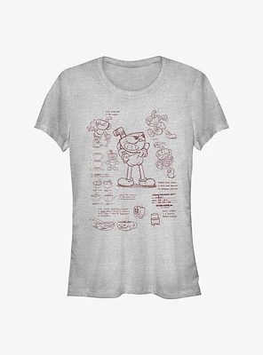 Cuphead: The Delicious Last Course Cuphead Sketch Girls T-Shirt