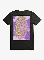 Kawaii Custard Cat Melting On A Cloud Purple Sky T-Shirt