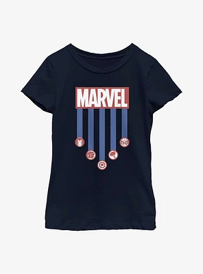 Marvel Americana Stripes Youth Girls T-Shirt