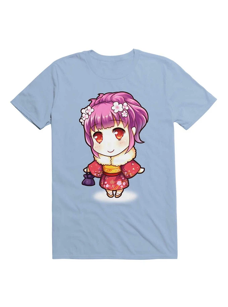 Kawaii Pink Haired Girl Kimono T-Shirt