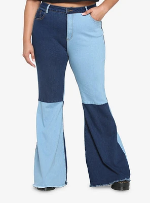 Indigo Patchwork Flare Pants Plus Size