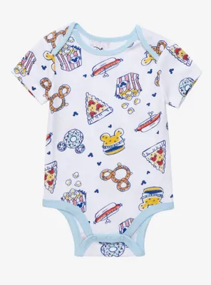 Disney Mickey Mouse Food Allover Print Infant One-Piece - BoxLunch Exclusive