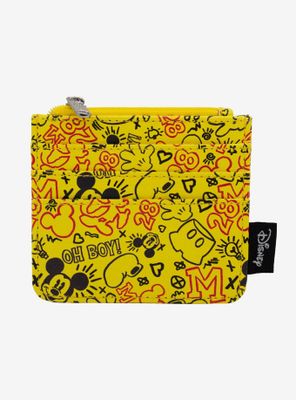 Disney Mickey Mouse Icon Doodles Collage Wallet Id Zip Top