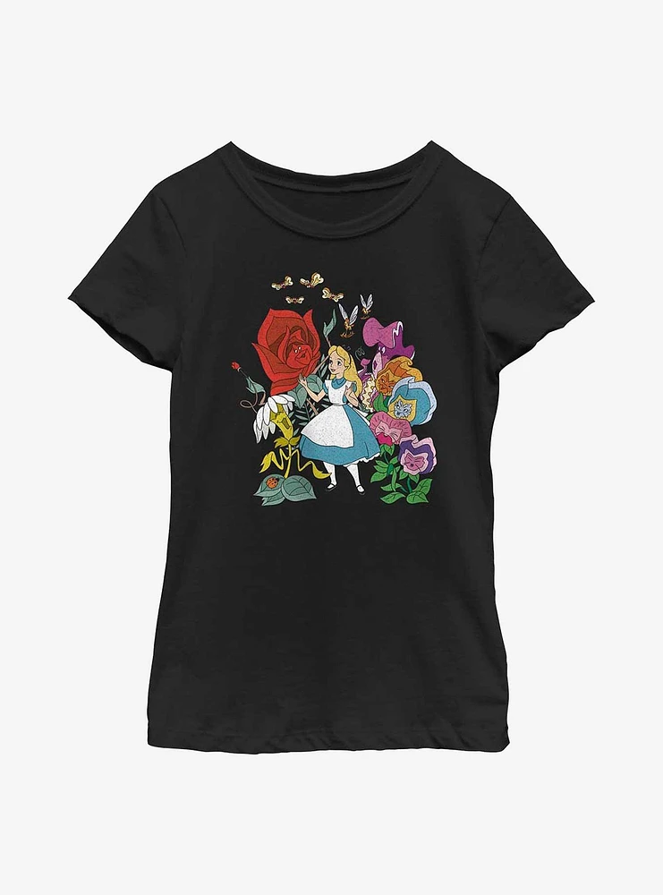 Disney Alice Wonderland Flower Afternoon Youth Girls T-Shirt