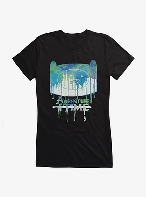 Adventure Time Finn Watercolors Drip Girls T-Shirt