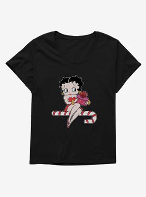 Betty Boop Candy Cane Womens T-Shirt Plus