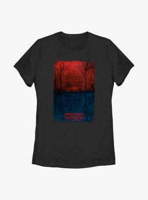 Stranger Things Creel House Upside Down Womens T-Shirt