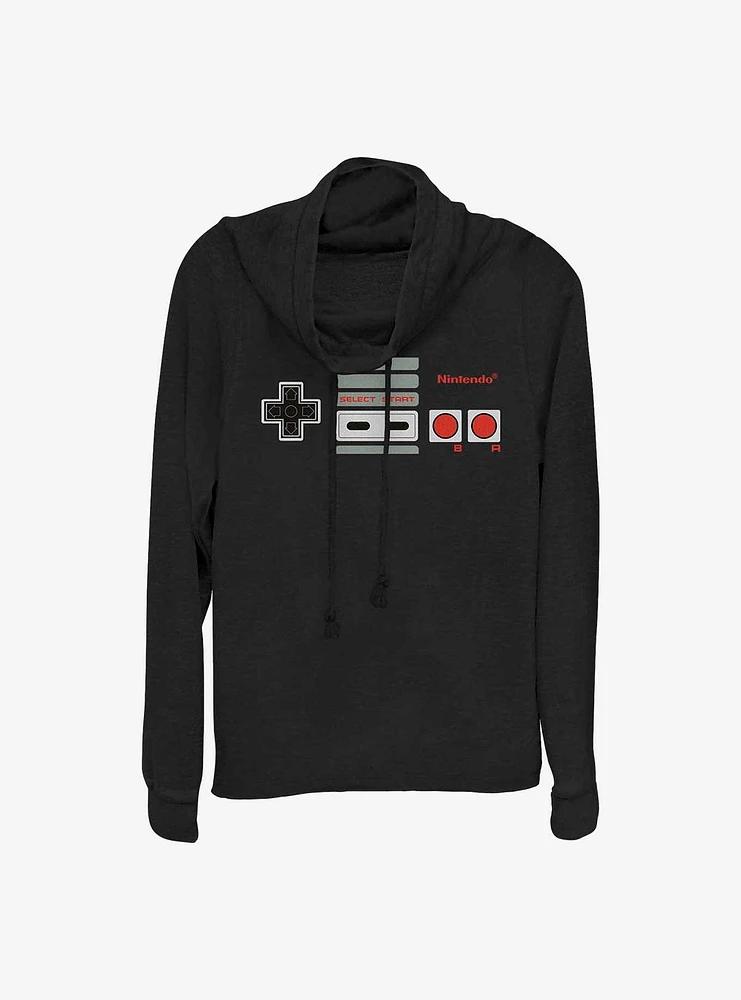 Nintendo NES Controller Cowl Neck Long-Sleeve Top