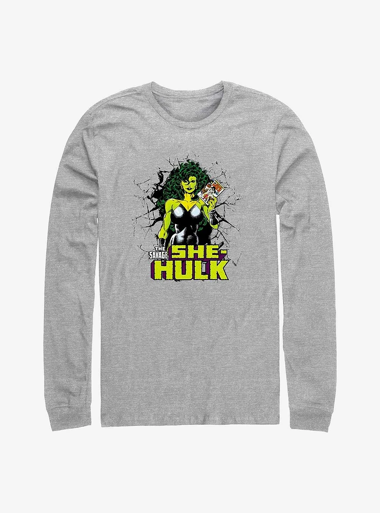 Marvel She-Hulk Holding Comic Long-Sleeve T-Shirt