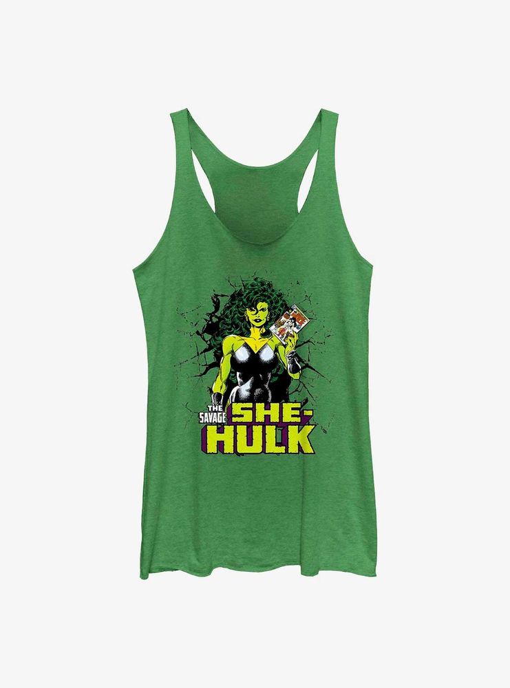 Marvel She-Hulk Holding Comic Womens Tank Top