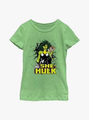 Marvel She-Hulk Holding Comic Youth Girls T-Shirt