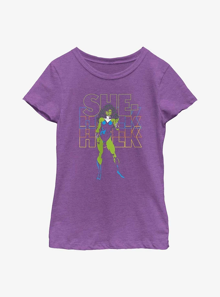 Marvel She-Hulk Name Stack Youth Girls T-Shirt