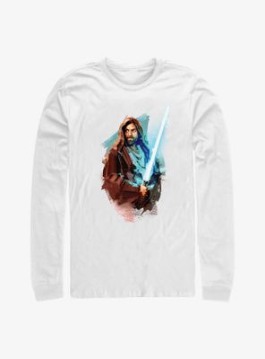 Star Wars Obi-Wan Kenobi Watercolor Style Long-Sleeve T-Shirt
