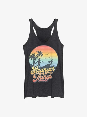 Stranger Things Retro Sun Logo Womens Tank Top