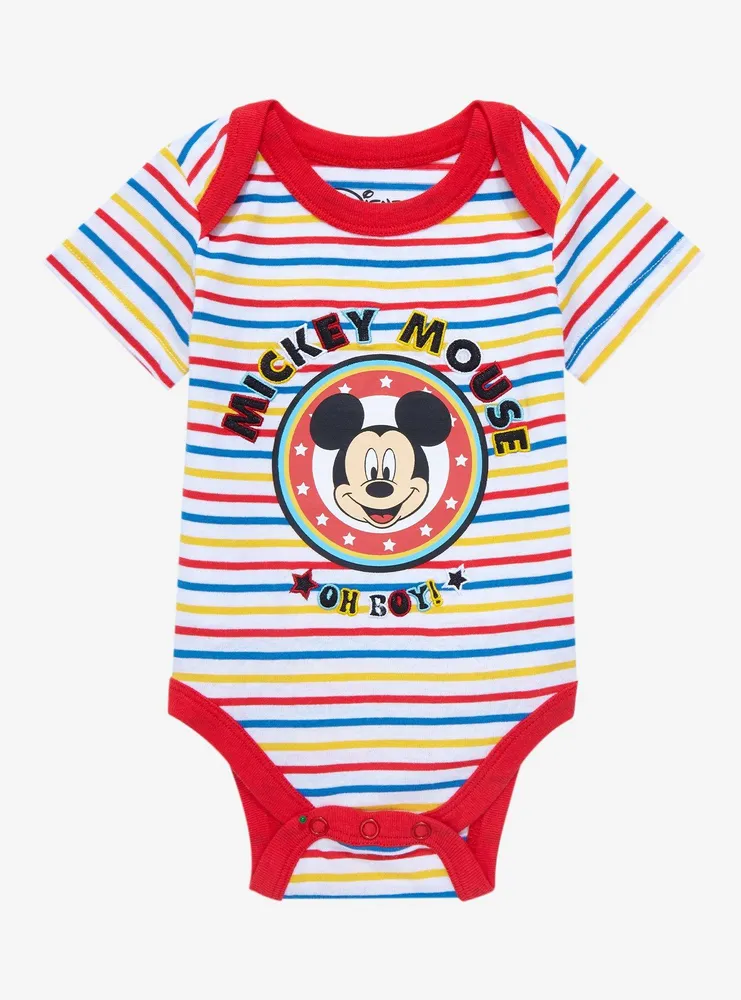 Disney Mickey Mouse Oh Boy Striped Infant One-Piece - BoxLunch Exclusive