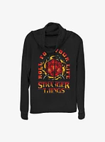 Stranger Things Fire and Dice Cowl Neck Long-Sleeve Top