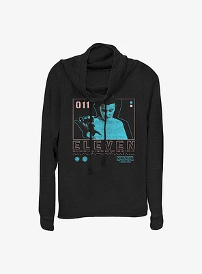 Stranger Things Eleven Infographic Cowl Neck Long-Sleeve Top