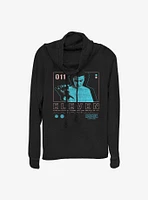 Stranger Things Eleven Infographic Cowl Neck Long-Sleeve Top