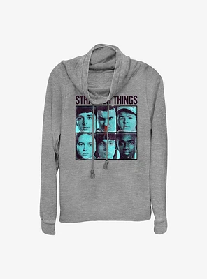 Stranger Things Halftone Gang Cowl Neck Long-Sleeve Top