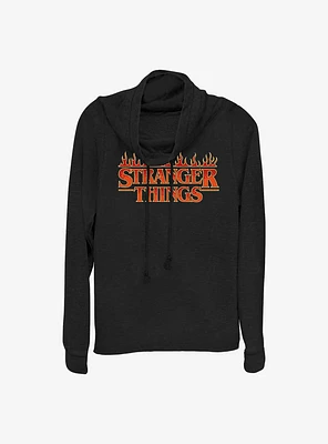 Stranger Things Fire Logo Cowl Neck Long-Sleeve Top