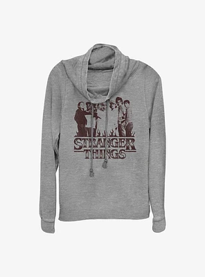 Stranger Things Group Focus Cowl Neck Long-Sleeve Top