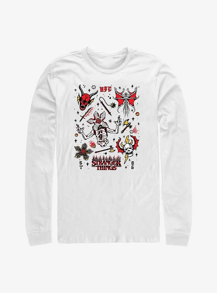 Stranger Things Hellfire Doodles Long-Sleeve T-Shirt