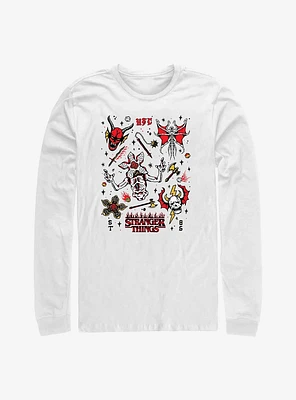 Stranger Things Hellfire Doodles Long-Sleeve T-Shirt