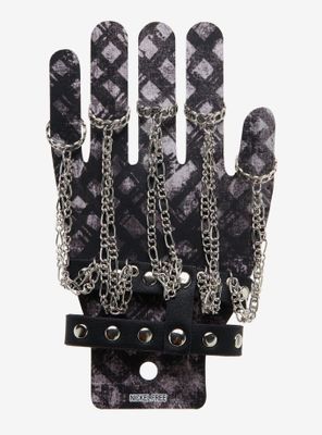 Black Faux Leather Hand Ring Bracelet