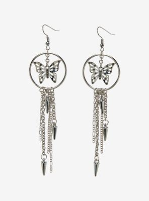 Butterfly Spike Chain Drop Earrings